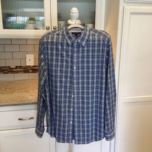 Banana Republic Soft Wash Men’s Blue Plaid Long Sleeve Size Large